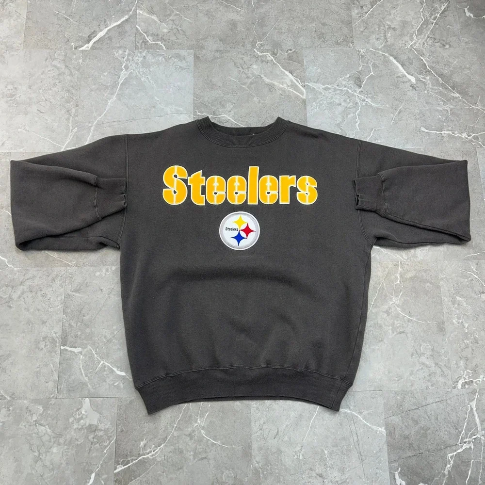 Vintage Pittsburgh Steelers Sweatshirt Mens XL Embroidered Pullover Crewneck